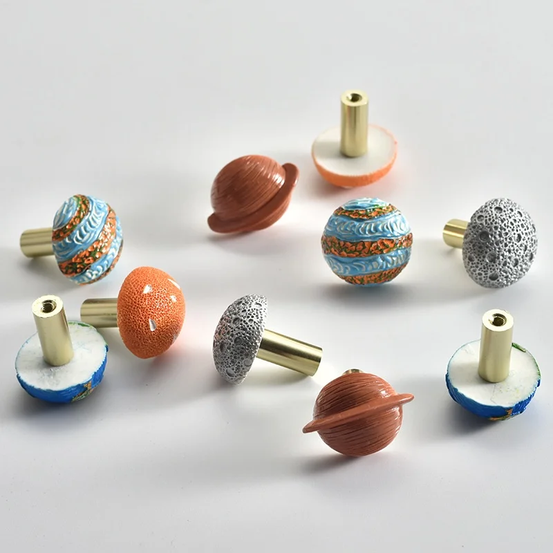 Creative Cartoon Planet Knobs Resin Aluminum Alloy Furniture Handles Children Room Drawer Cabinet Door Kitchen Decor Accessories