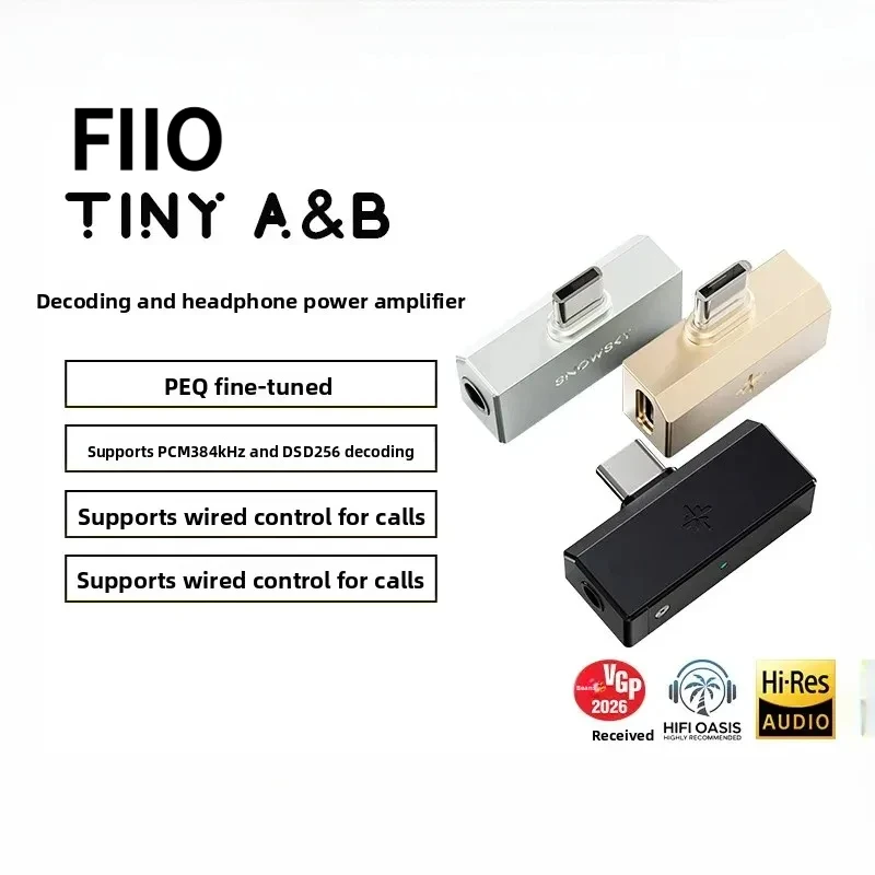 FiiO SNOWSKY TinyA/B Direct Plug Type C DAC AMP 3.5mm 45mW 32 Ohm Low Noise For Phone PC HiFi Music Christmas Gift