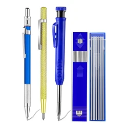 5 Packs Silver Streak Welders Pencil Set With Carbide Scriber Tool Solid Marker Metal Marking Tool Built-In Sharpener