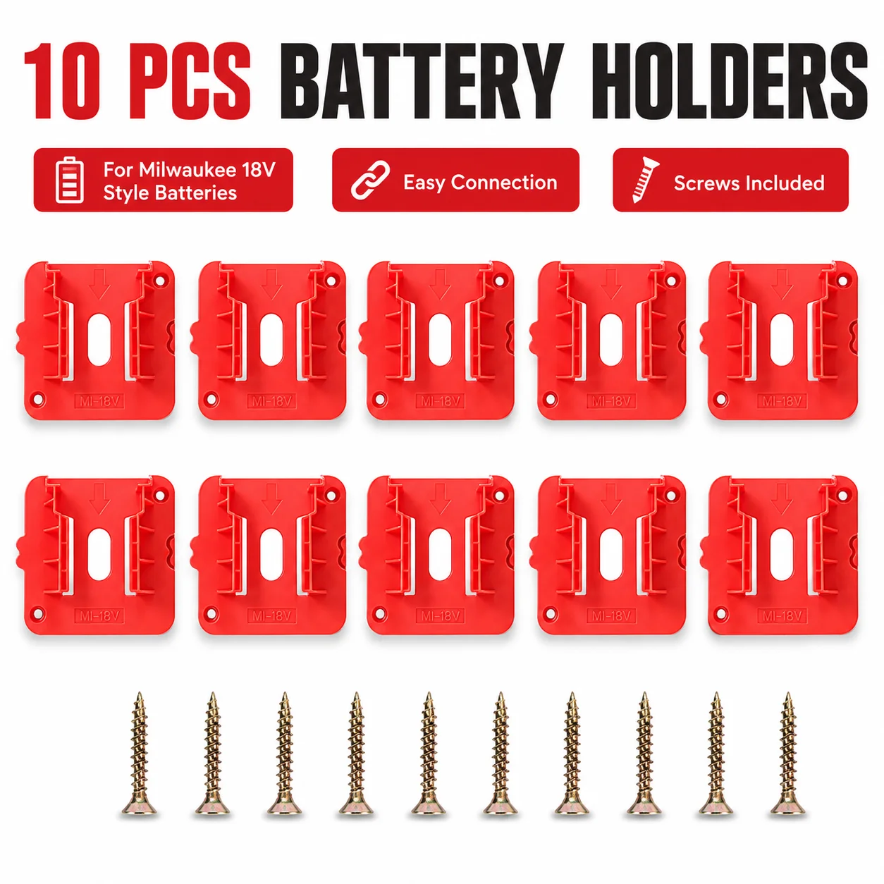 Tech Accessories Holder - 10pcs Battery Holder Wall Mount for