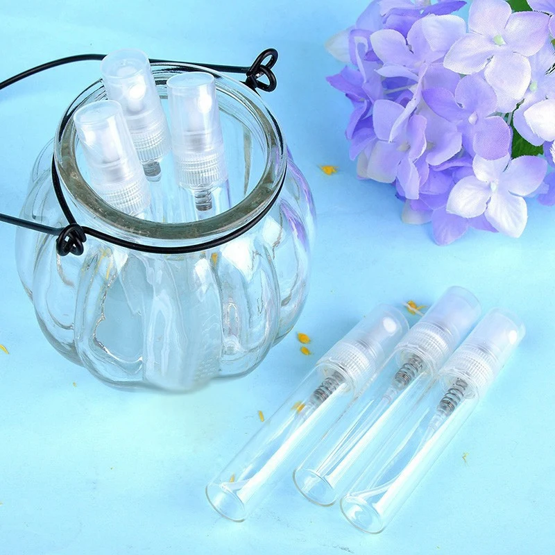 25Pcs Mini 5Ml Glass Refillable Travel Perfume Empty Bottle Atomizer Pump Spray