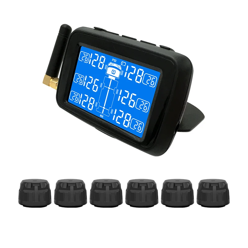 CAREUD U901T Car Truck TPMS Car Wireless Tire Pressure Monitoring System,LCD Display,with 6 External Sensors,Replaceable Battery