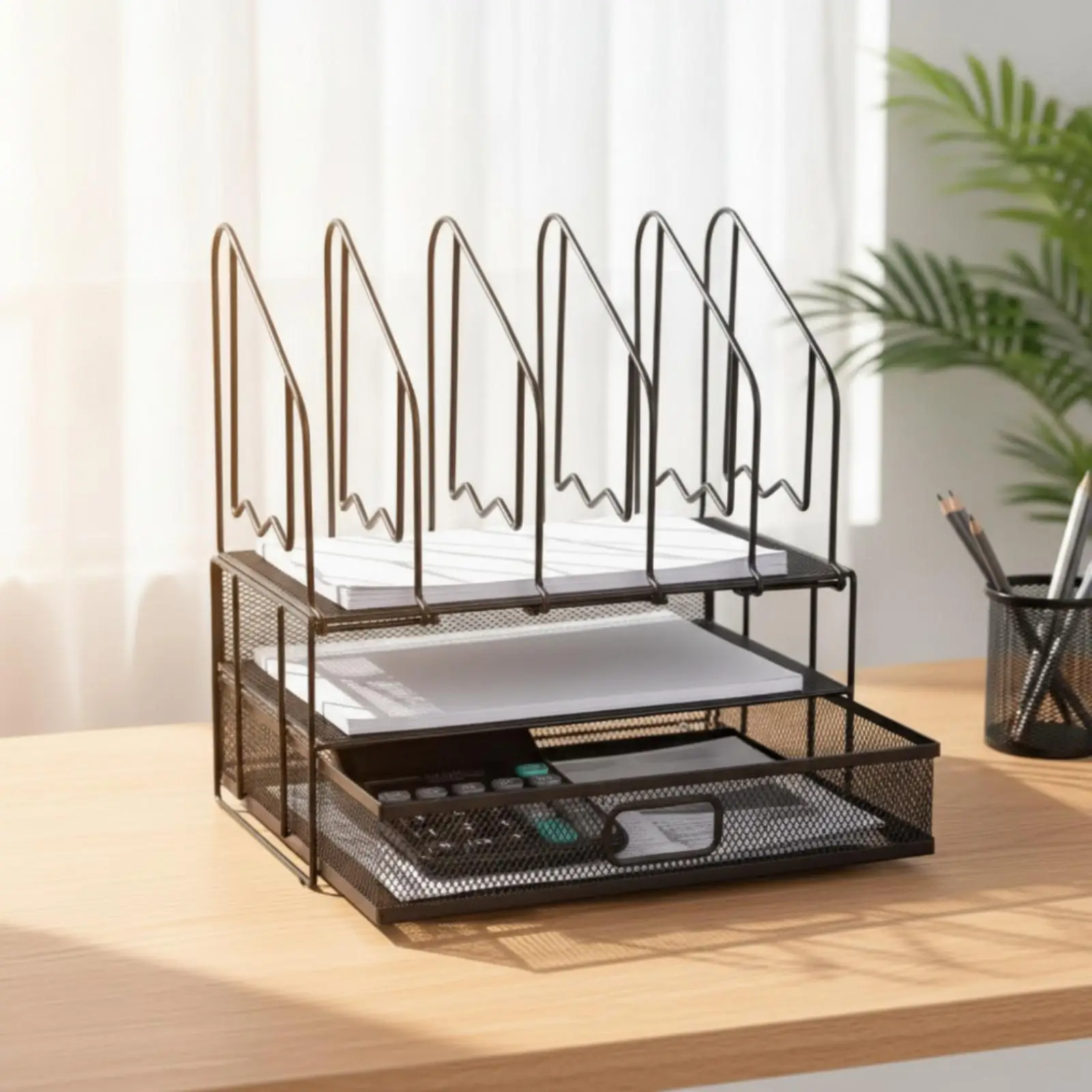black-metal-desktop-file-organizer-with-drawer-for-office-desk-storage-organizer-and-pencil-holder-for-home-workspace