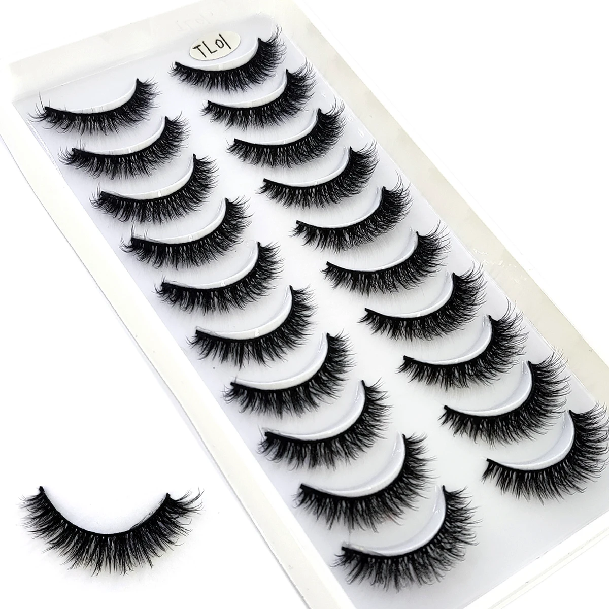 HBZGTLAD 5/10 paires doux et moelleux 3D vison artificiel faux cils épais roulé à la main vison faux cils naturel faux cils