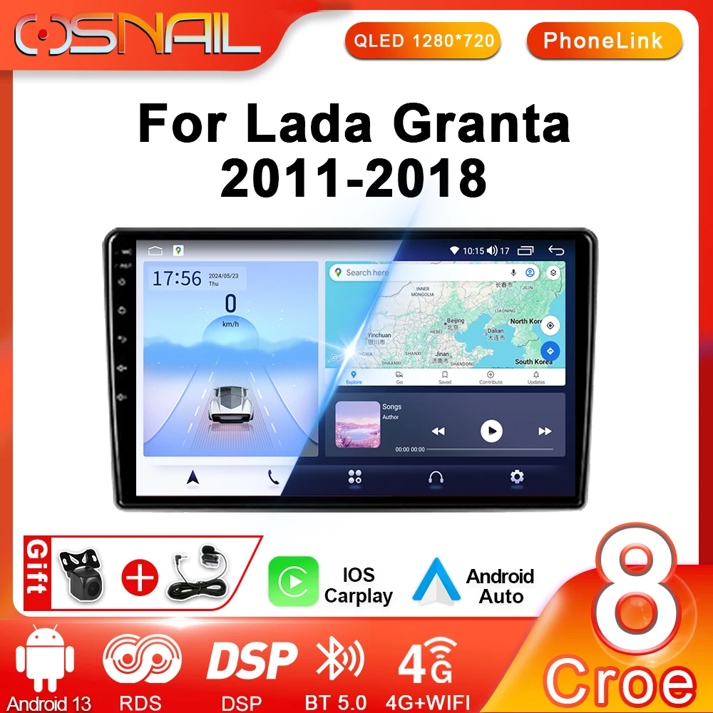 

Android 13 для LADA Granta Sport 2011-2018 стерео автомобильное радио мультимедийный видеоплеер навигация GPS BT WIFI + 4G Carplay головное устройство