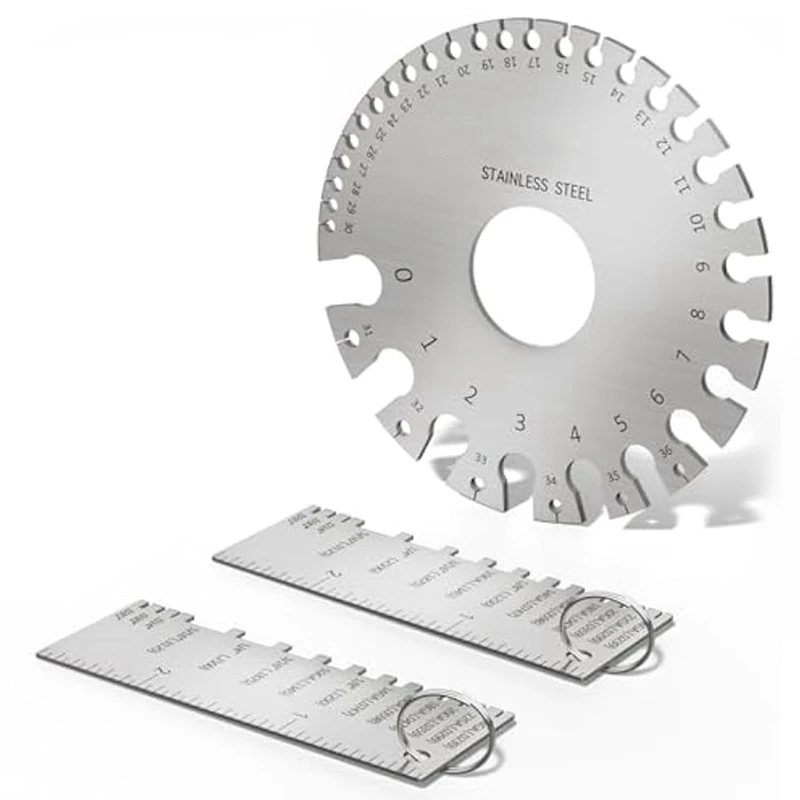 Juego de Herramientas de medición de calibre de alambre, Kit de herramientas de espesor de calibre, hojas de Metal de acero inoxidable, Material de soldadura, calibre de espesor de doble cara