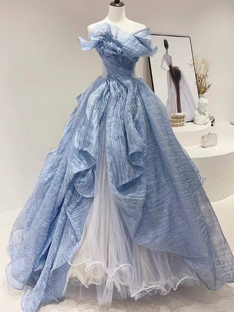 Robe Quinceanera bleue pour hôtesse, étudiant