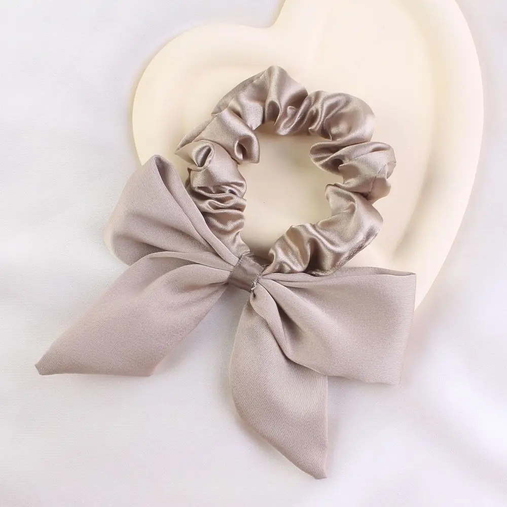 

Fashion Bow Ribbon Hair Scrunchies Solid Color Satin Ponytail Headband Large Bowknot Hair Tie Women Girl