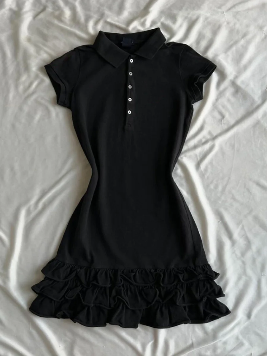 Original Bla Collar ort Sve Dr College Sle American Retro Vintage Kleidung Hohe Taille A-Linie Baumwolle Sommer D...