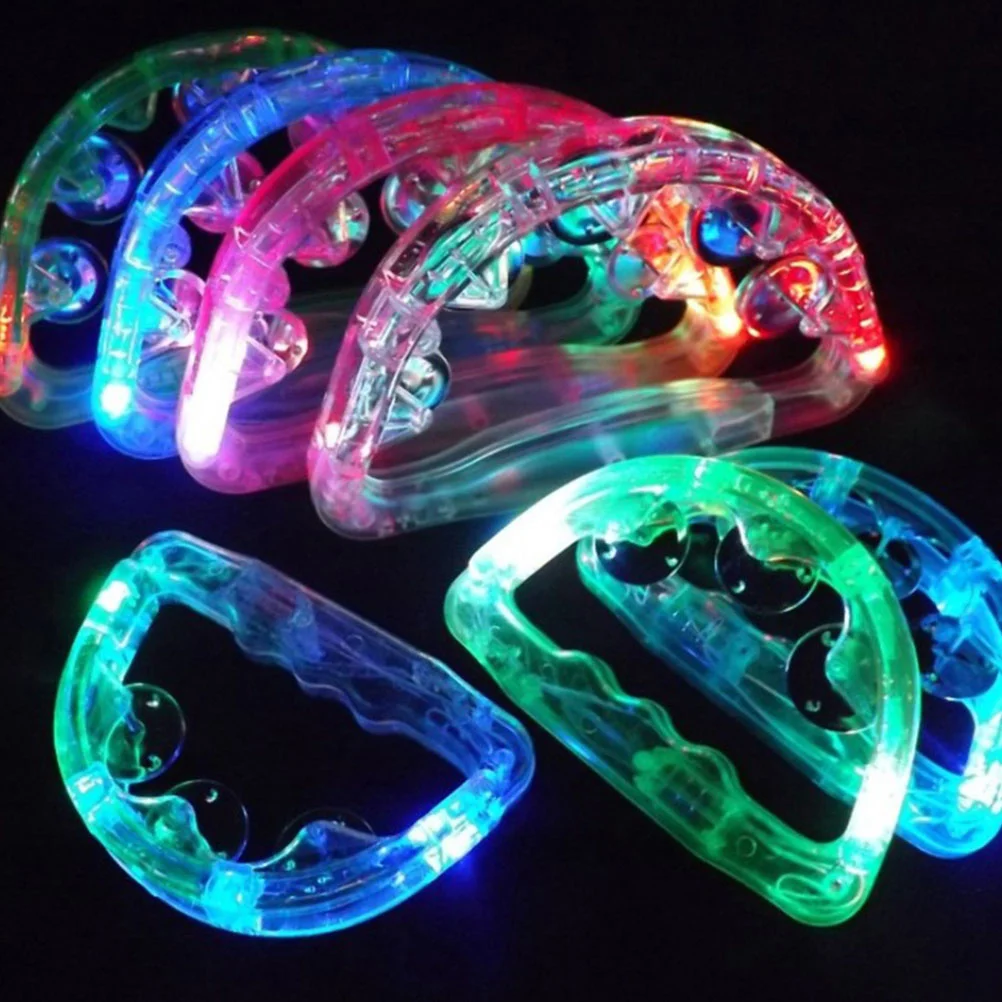 

4 Pcs LED Luminous Party Tambourine Handheld Percussion Instrument Kids Light Flash Flashing Props Handbell