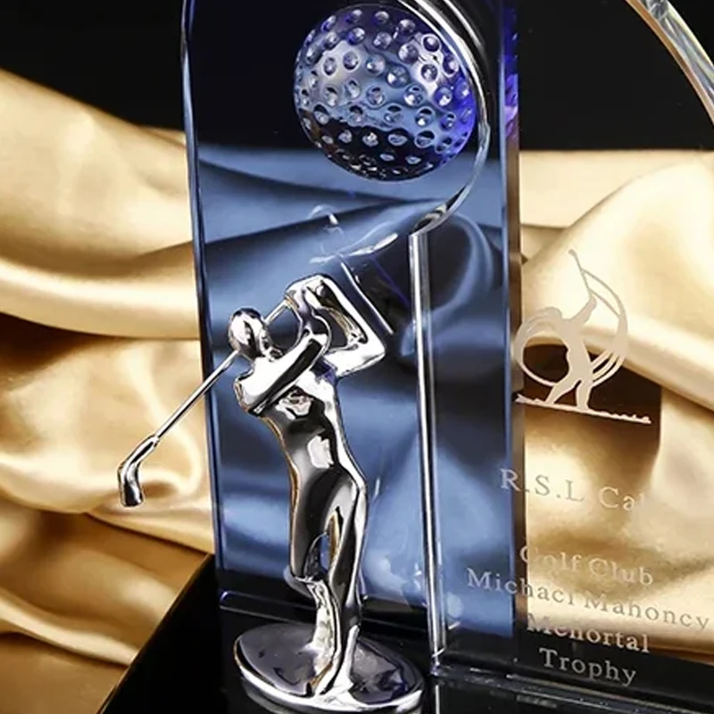Customization Crystal Trophy for Home Decorations, Golf Trophy, Total net score, Best Distance Award, Competition Souvenirs, 1Pc