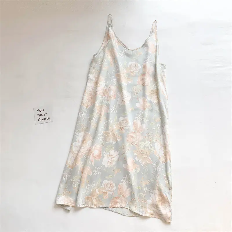 Sleeveless Nightgowns Women Floral Sexy Design Daily Breathable Casual Soft Retro Elegant Korean Style Summer Sleepwear Simple