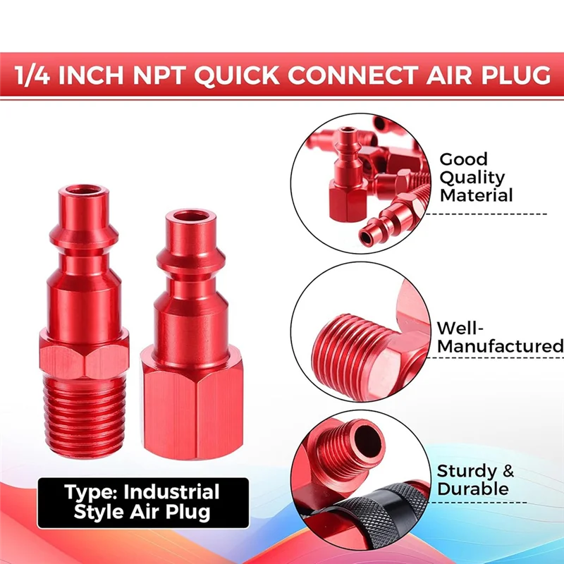 Fresh Quick Connect Luftschlauchanschlüsse, 1/4" NPT Aluminium-Kupplung und Stecker-Set (14 Stück)