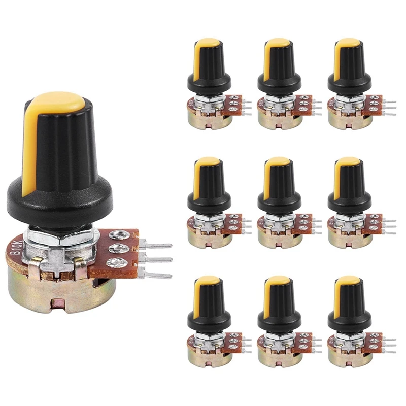 10Pcs 10K OHM 3 Terminal Linear Taper Rotary Audio B Type Potentiometer