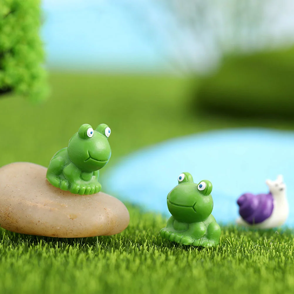 30 Pcs Frog Little Ornament Resin Mini Frogs Miniature Decor Potted Plant Statue Micro Landscape Green Tiny Dad