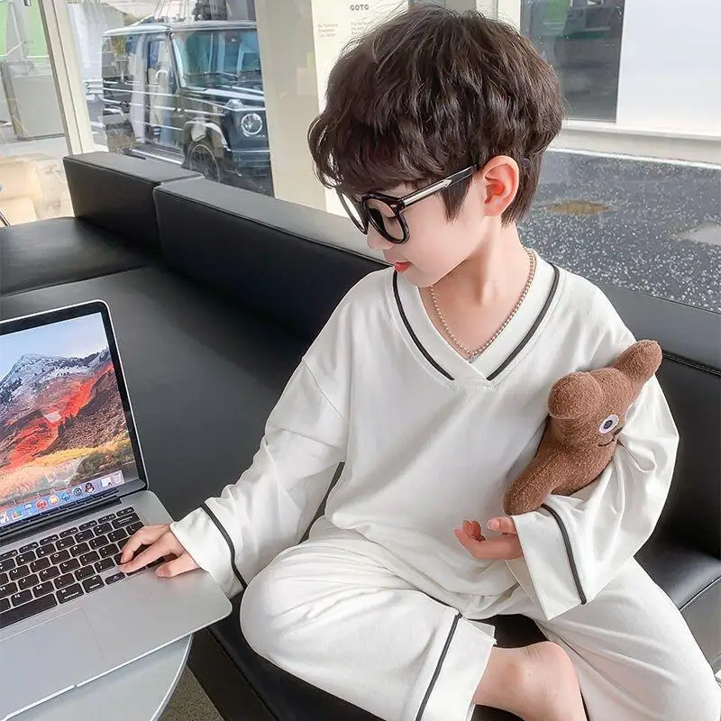 2-Pcs Children's Sleepwear, Stylish Outerwear, Large Children's Air-Conditioned Clothing, Spring and Autumn Korean Version