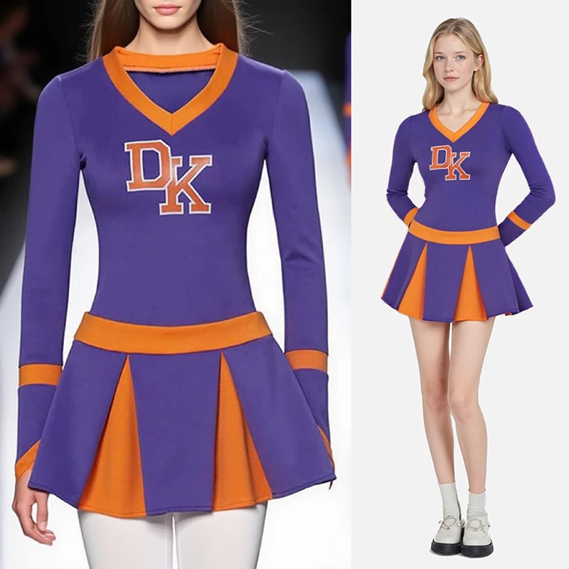 

Jennifer Check Cosplay Jennifer’s Body Cheerleader Costume Women's High School Purple Top Skirts Cheerleading Uniform Suit New