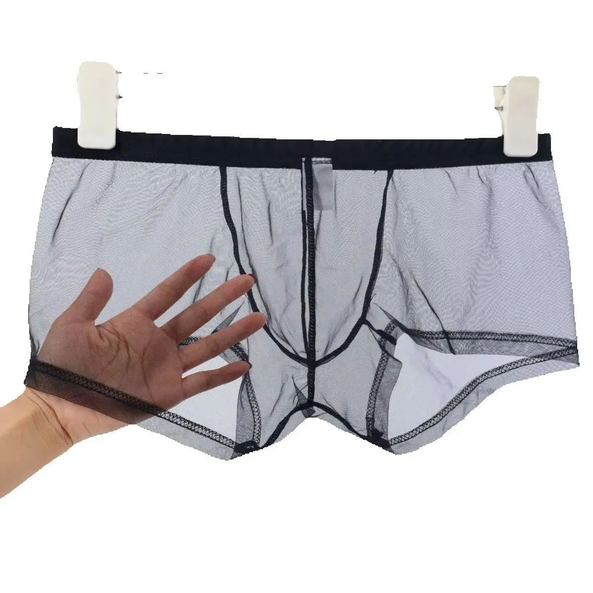 Men's Sheer Mesh Boxers Breathable Sexy Transparent Thin Lightweight Comfort See-Through Boxy Underwear Gays Erotic Boxer Shorts