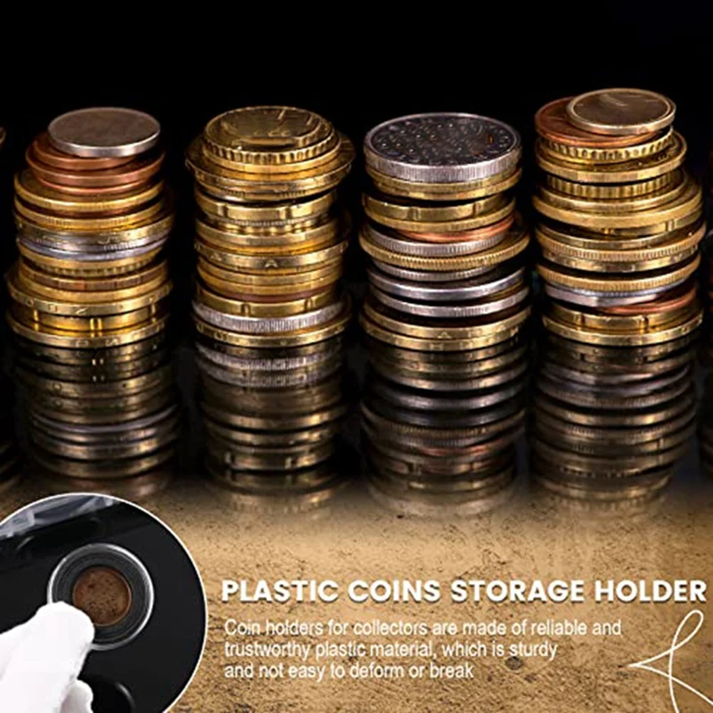 300 Pcs 30 Mm Coin Capsules Coin Holder Case With Black Protect Gasket Foam 5 Sizes (17/19/21.5/25/27/30Mm)