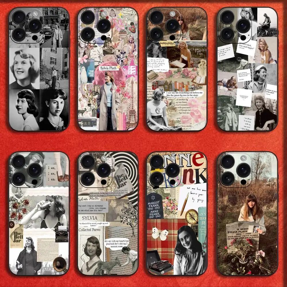 

Phone Case For iPhone 16,15,14,13,12,11,Pro,XS,Max,XR,Plus,E,SE4,Mini Black Fashion Suthor Poet S-Sylvia Plath Cover