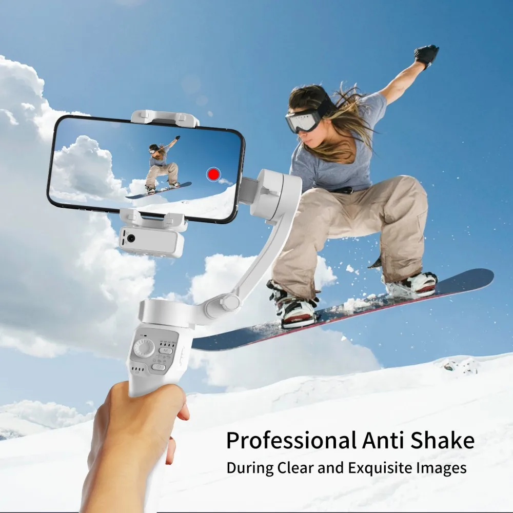 

3-Axis Handheld Gimbal Stabilizer with Fill Light for Smartphone Stabilizer for iPhone Android Face Tracking