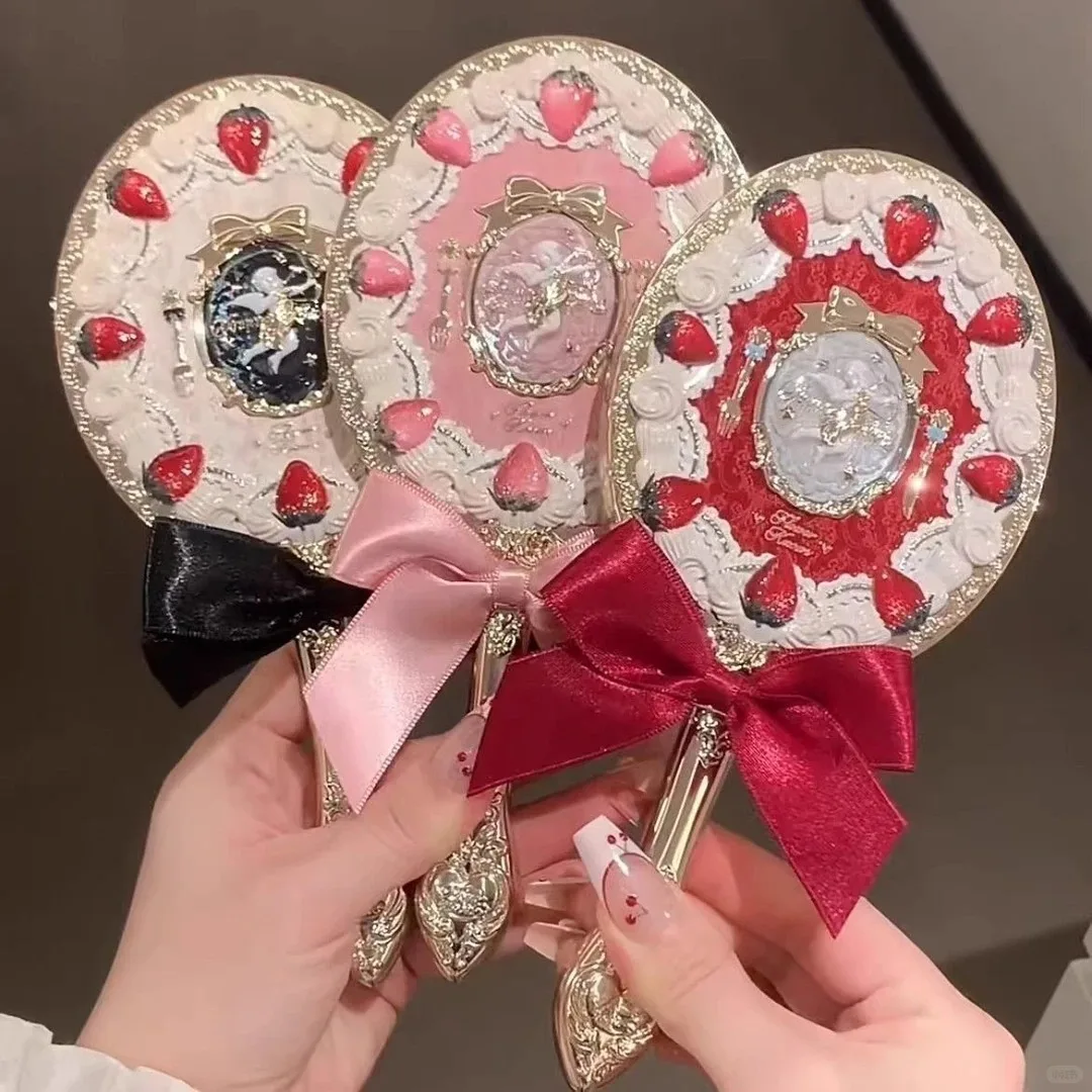 Flower Knows Mirror Midsummer Night Little Angel Bunny Garden Mirror Strawberry Cupid Handheld Mirror Shell Jewelry Mini Mirrors