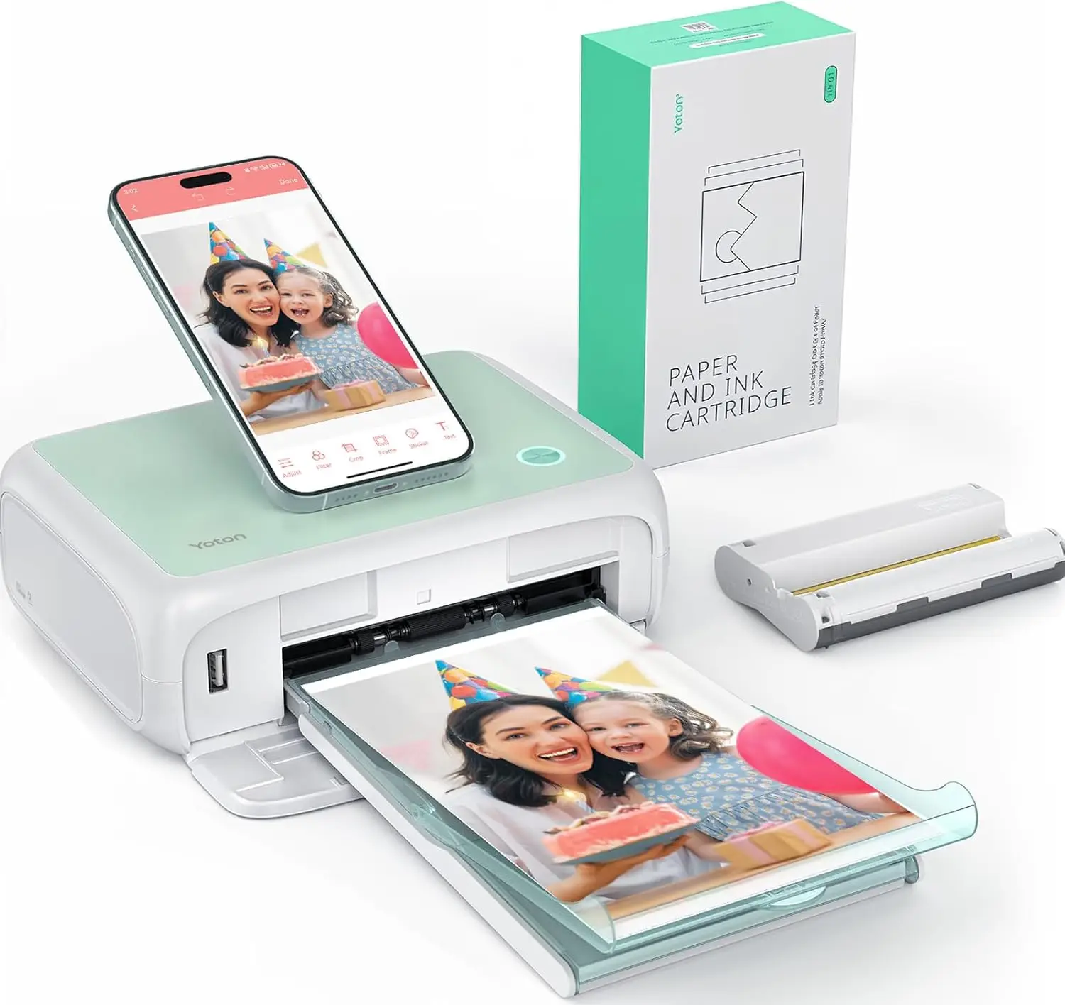 

Portable Photo Printer with AR Video, Wi-Fi, 54 Sheets & Ink Ribbon for iPhone/Android/Laptop