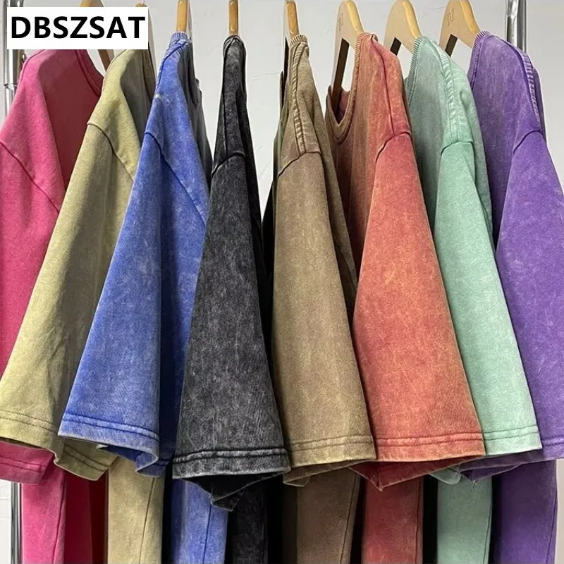 2023  Washed T-shirts Casual O-Neck Tops Oversized T Shirt Harajuku Women Clothing Vintage Girl Loose Top Cotton Tees M-5XL