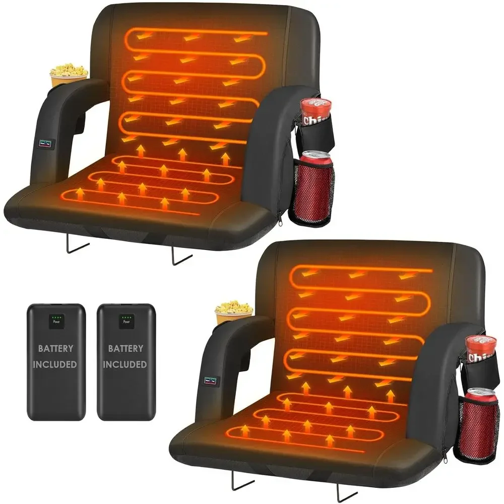 Dual-Sided Heated Stadium Seats with Back Support and Built-in 20000mAh Power Bank, 3-Level Heating Stadium Seating