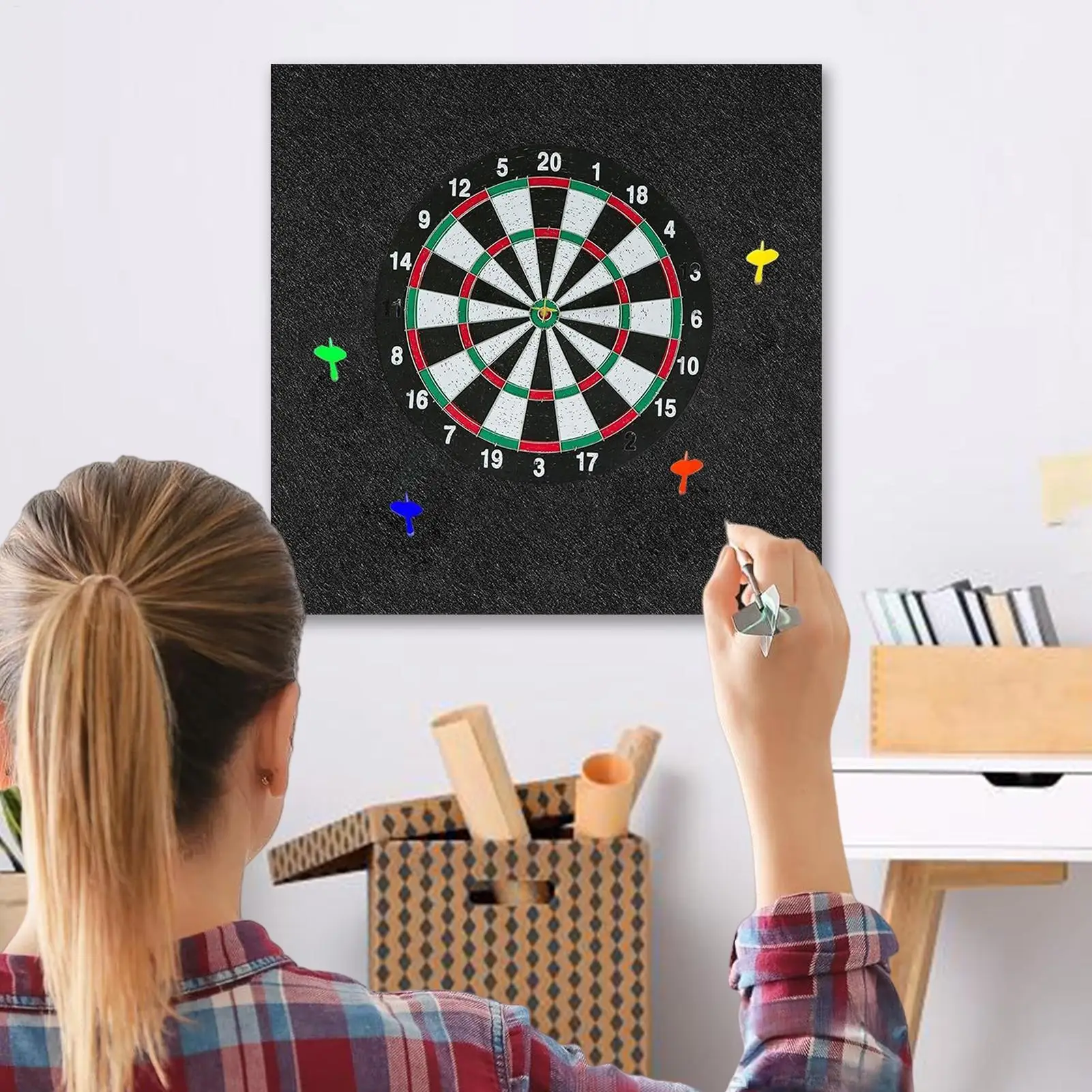 

Dartboard Wall Protector Large Felt Wall Tiles Dart Board Backer Large Backer Board with Professional Design for Party Games