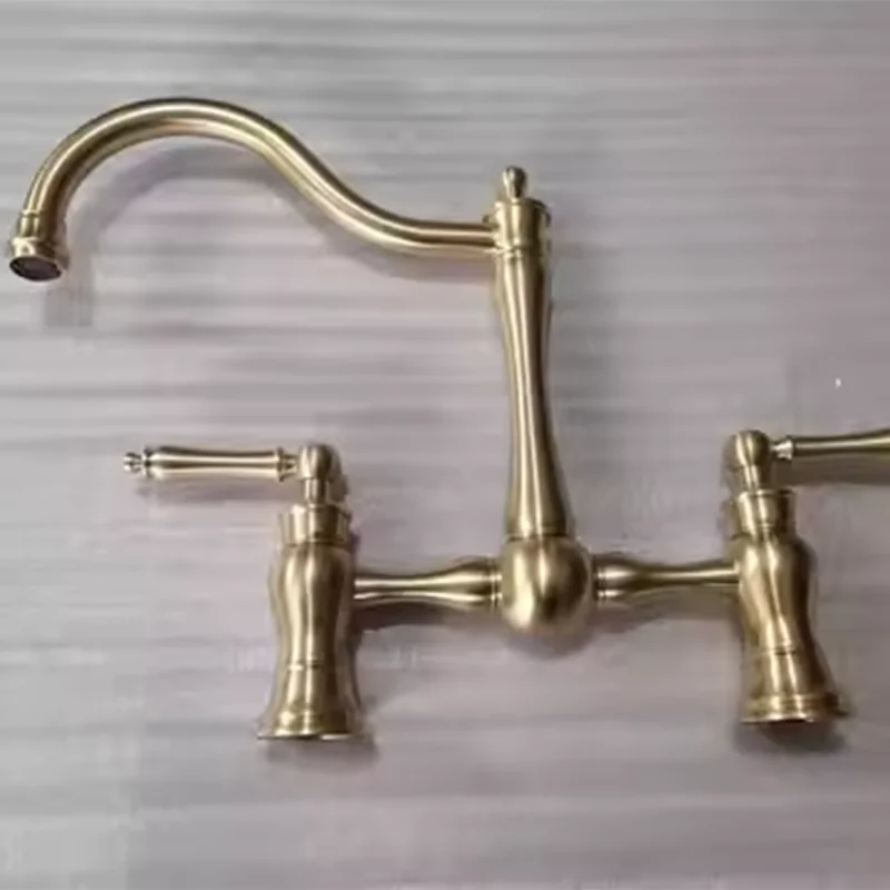 

8inch 3 Handles Kitchen Side Sprayer Unlacquered Brass Faucets