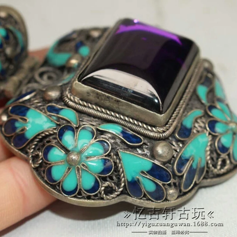 And Vintage Crafts, Antique- White Copper Cloisonné Zircon Pendant, Retro Ethnic Style