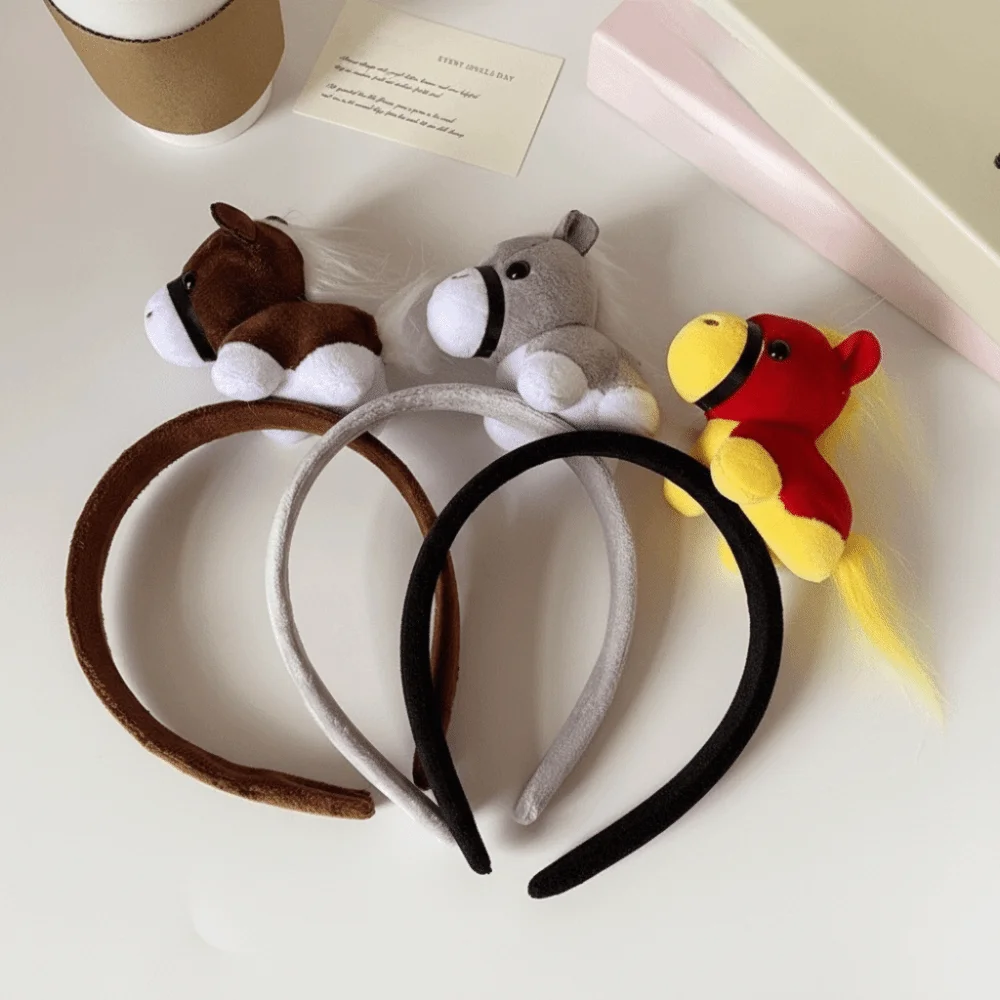 

Exquisite Cartoon Horse Hair Hoop Mascot Pony New Year Headband Good Luck Headwear Headpiece Children