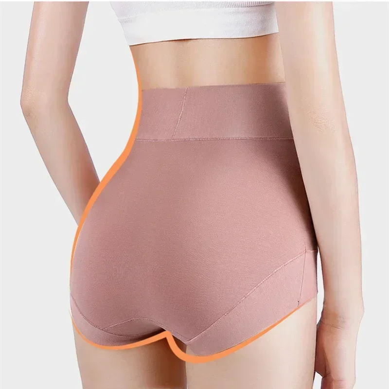 60S Cotton Panties High-Rise Panties for Women Ladies Plus Size Womens Briefs Underwear Women Tighten The Abdomen Safety Shorts image 3
