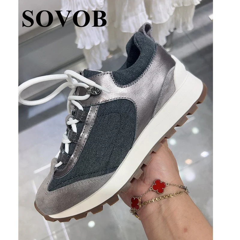 

New Spring Autumn Color Blocked Retro Flat Shoes Women's Breathable Versatile Sneakers Shoes Daily Casual Tenis Running Shoes