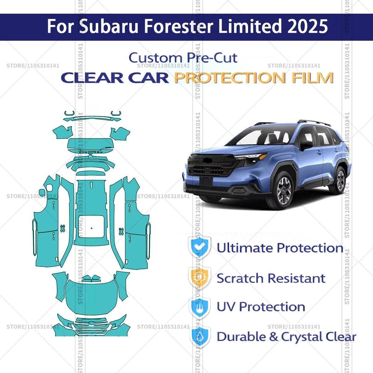 

Защитная пленка PPF для Subaru Forester Limited 2025, предварительно нарезанная, прозрачная, профессиональная автомобильная пленка для полной оклейки кузова