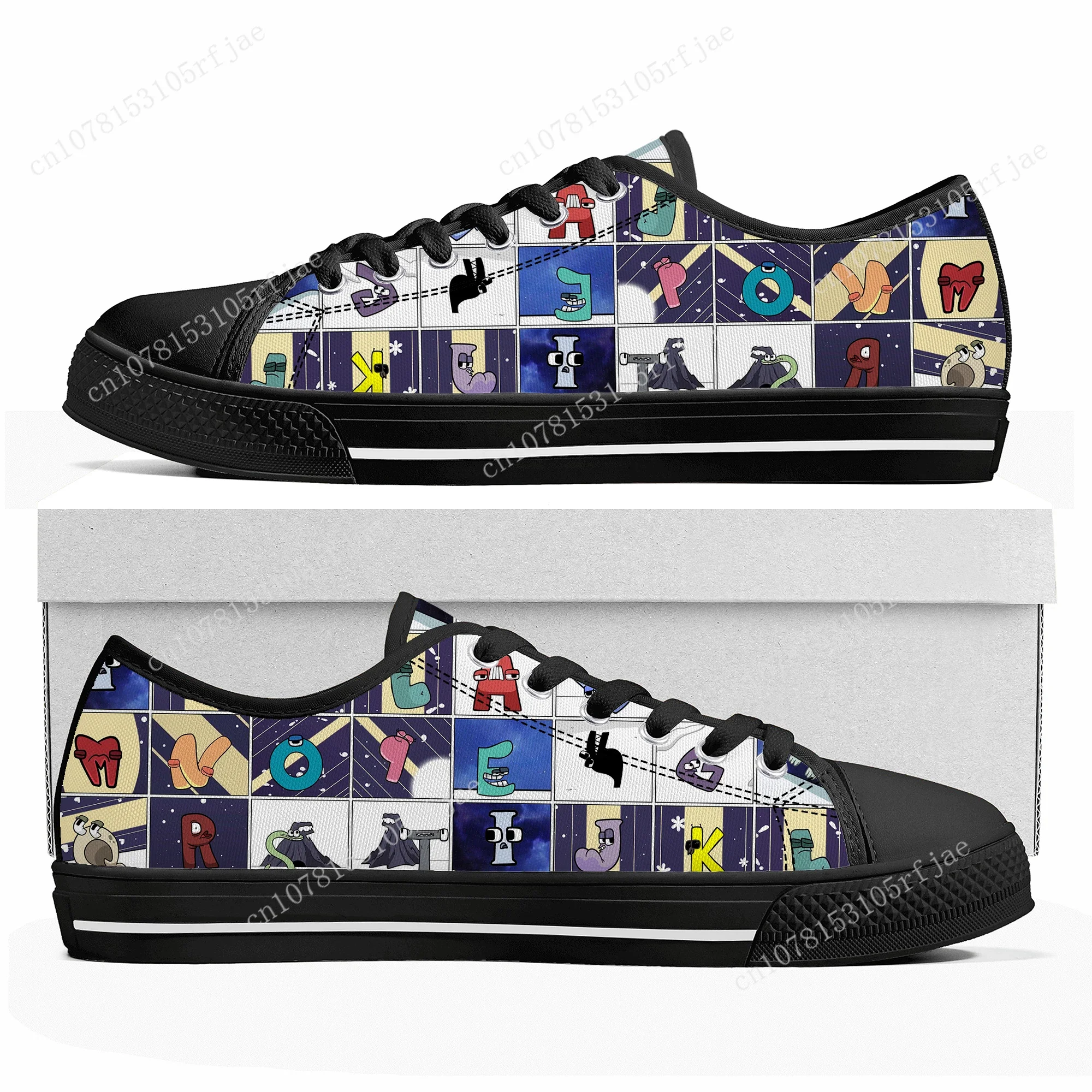 Alphabet Lore Custom Low Top Sneakers Cartoon Game Womens Mens Teenager High Quality Shoes Casual Tailor Made Canvas Sneaker