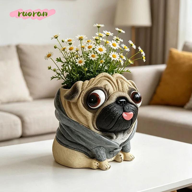 

Cute Puppy Vase Mini Fresh Flower Vase Decor Creative Living Room Flower Insert Healing Cartoon Animal Home Ornament
