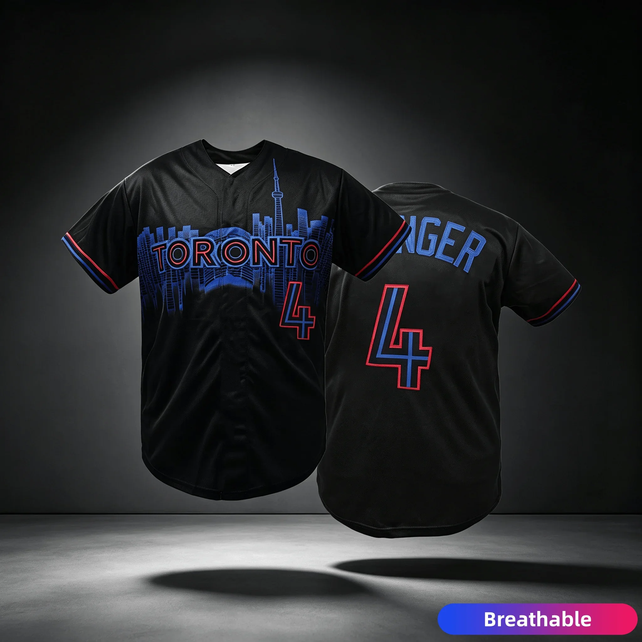 2026 New Family Matching Embroidery Baseball Jersey Toronto Black V-Neck Personalized Short Sleeve Button Down DIY Shirts Tops
