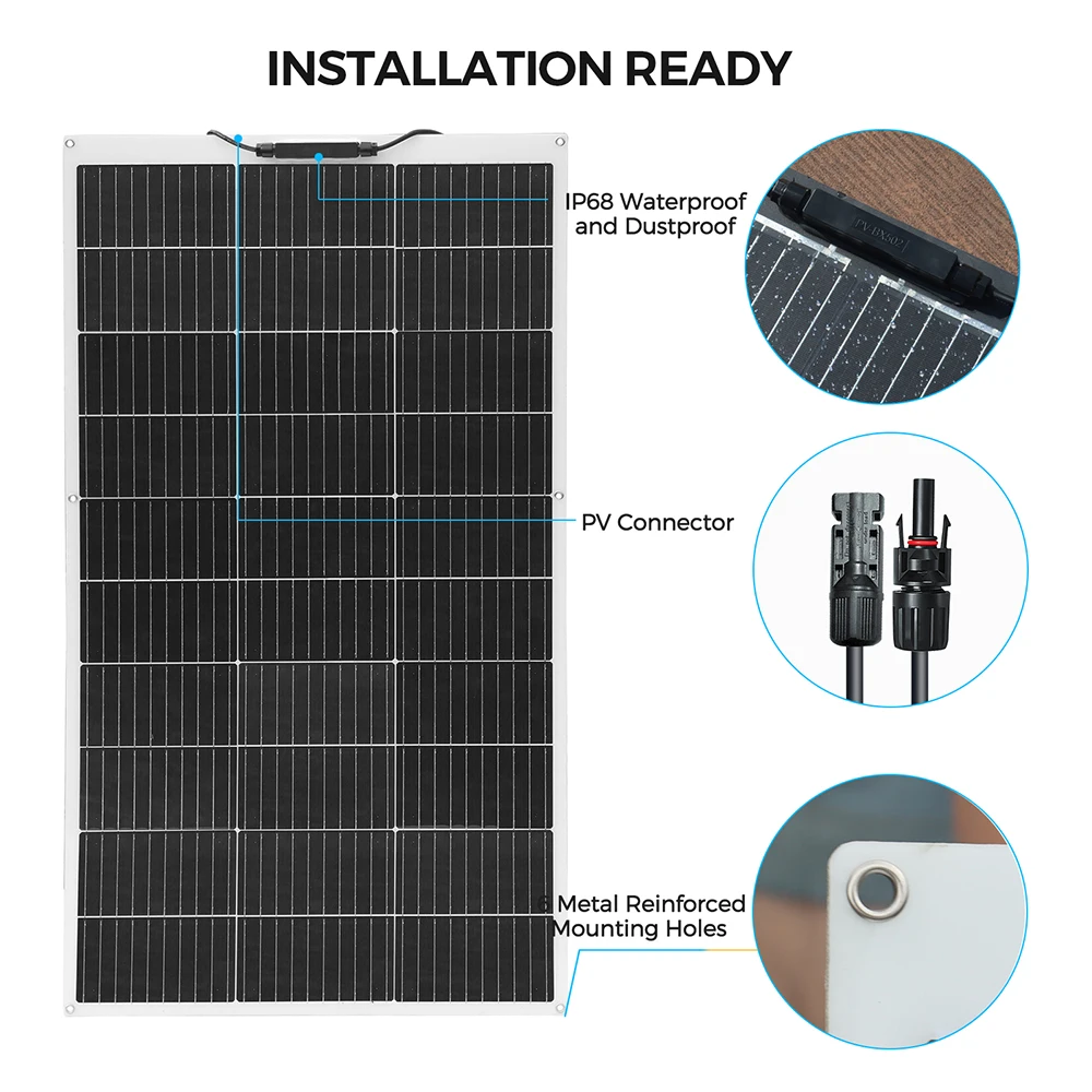 XINPUGUANG Flexible solar panel Kit System 100W - 1000W (100W ,200W 300W 400W 500W 1000W) monocrystalline Solar battery charger