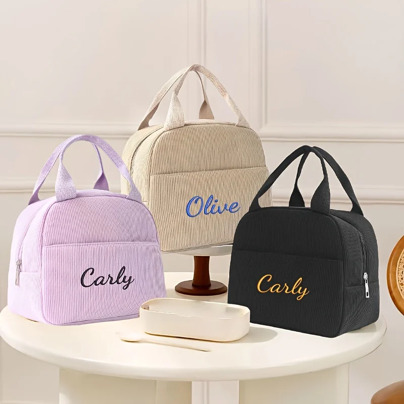 Personalisierte, thermoisolierte Lebensmittel-Tasche für Kinder, Schultaschen für Paare, Unisex, tragbare Lebensmittel-Aufbewahrungstasche, Studenten-Lunchbag – Detail 2