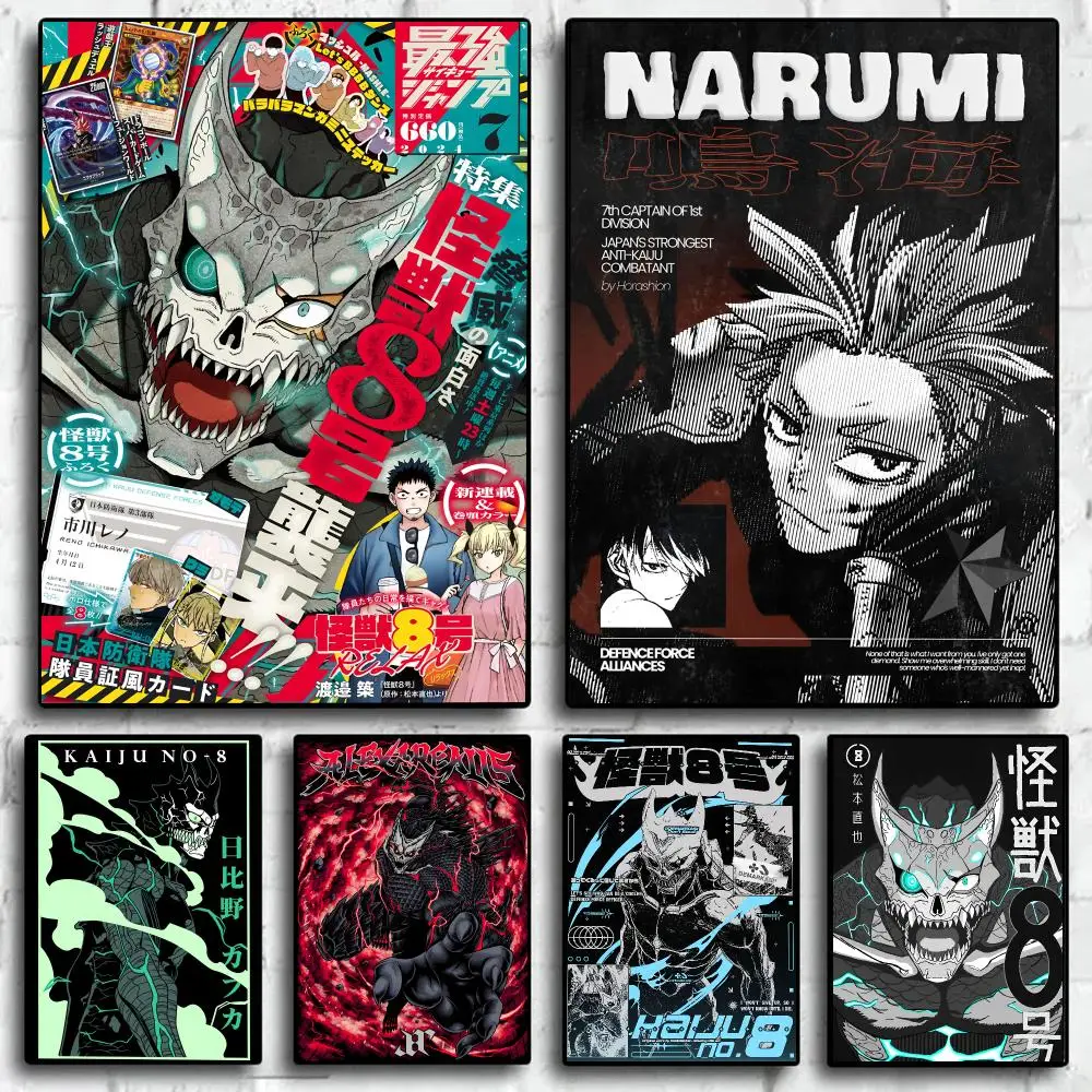 Anime K-kaiju No 8 Poster Trendy Wall Art Aesthetic Room Decor Print Living Room Bedroom Home Decoration