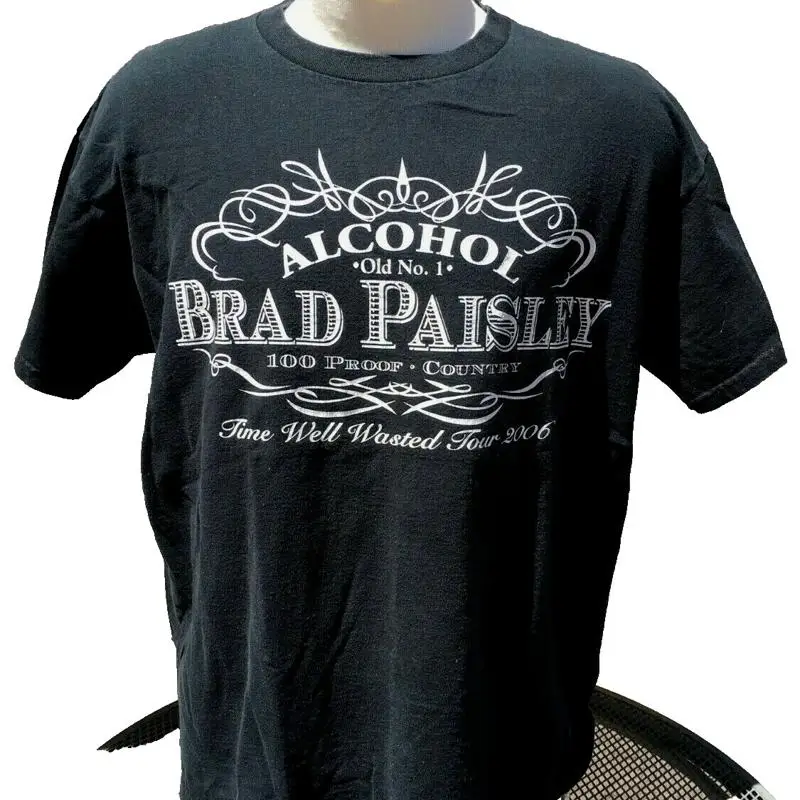 VTG Brad Paisley camiseta 2006 vez bien desperdiciado alcohol concierto gira negro XL