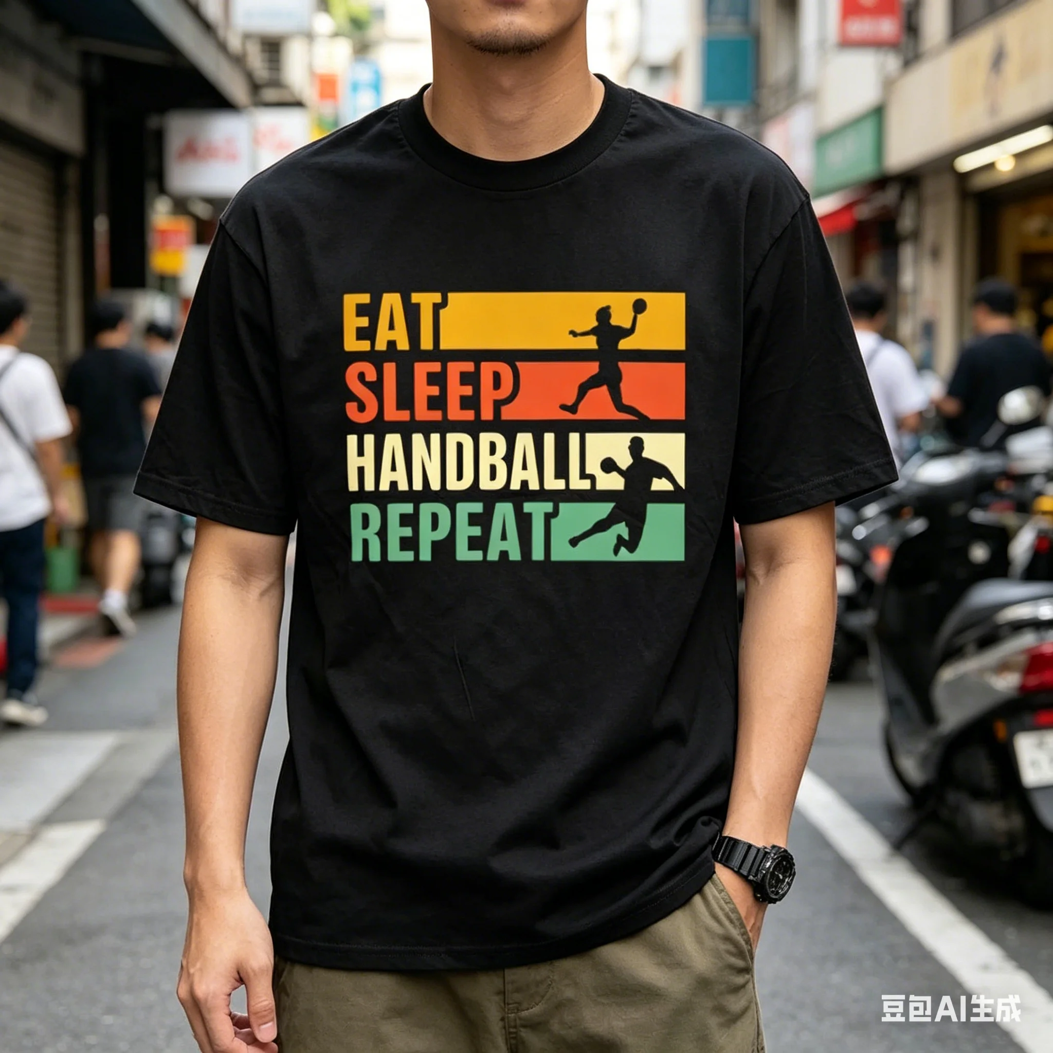 

Eat Sleep Handball Repeat Tee Players Handball Retro Graphic T-Shirts Streetwear Cotton Oversize Summer Men's Clothing