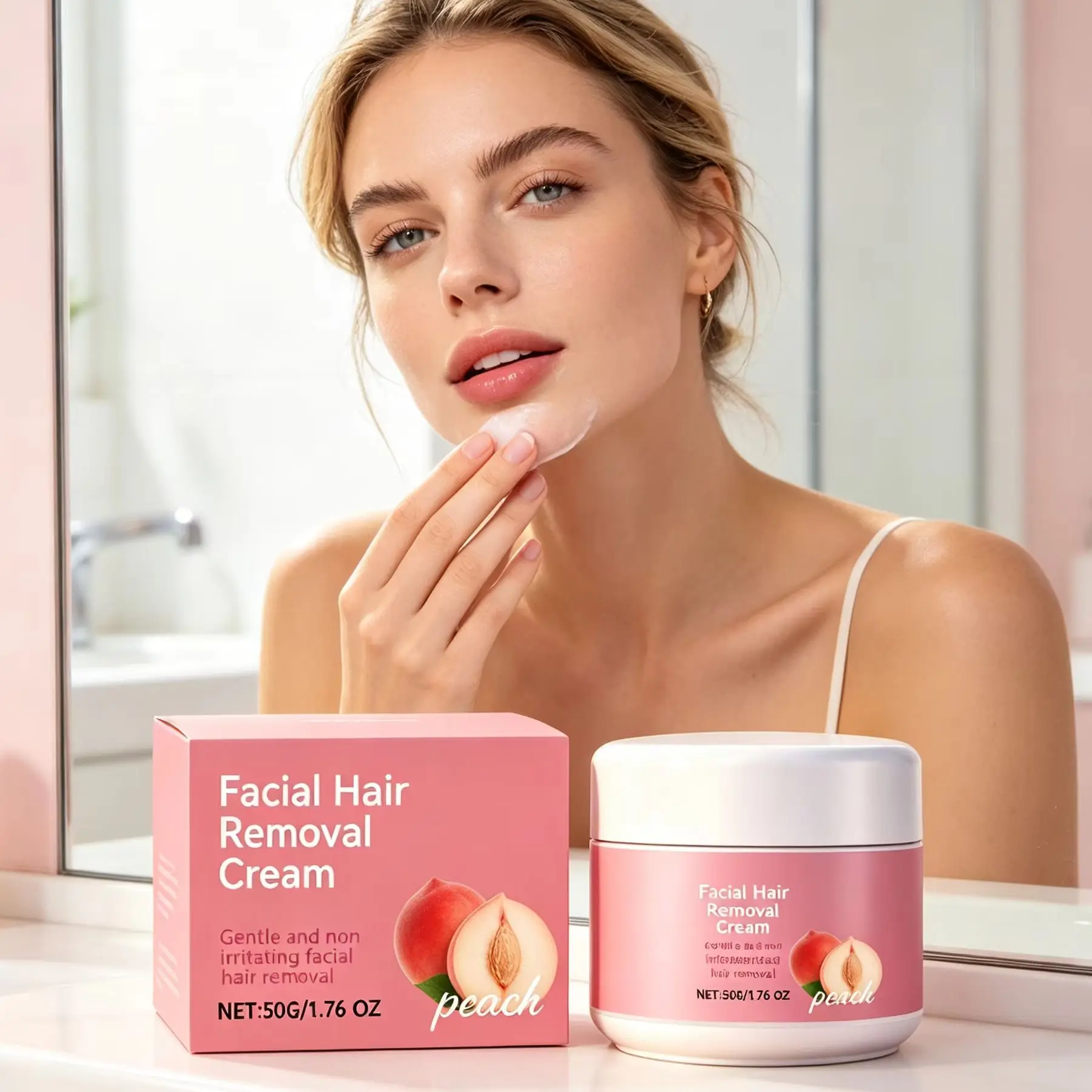 Facial Hair Removal Cream Peach Painless Non-irritating Suitable for Sensitive Skin Care Upper Lip Hair Removal Depilatory Cream