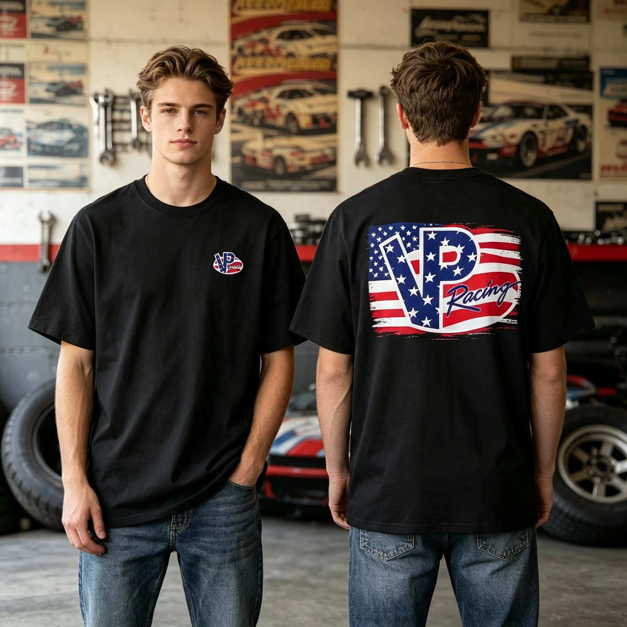 Racing T-Shirt, American Flag , Striking Full Patriotic Spirit, Suitable Racing Fans - Rs Comfortable Stylish, Unisex