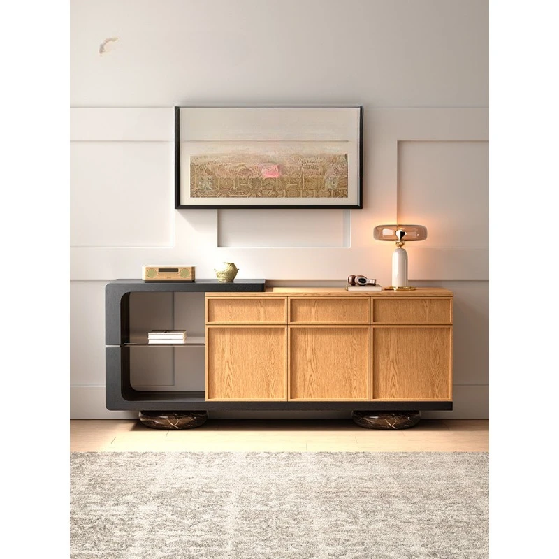 Solid wood bucket cabinet Living room locker Against the wall Wabi agent wind storage locker