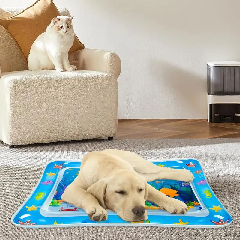 Sensor Water Playmat Thickened Inflatable Water Mat For Cat And Dog Water Sensor Mat Water Sensory Playmat With Fish Sea Ocean