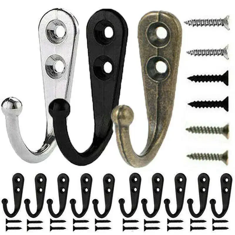 10/20pcs Vintage Wall Mounted Single Prong Hook Retro Mini Size Bronze Hangers for Clothes Keys Hat Towel Robe Bathroom Hooks