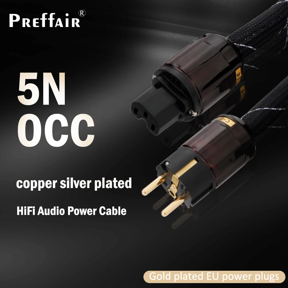 Preffair D516 10AWG Power Cord Cable Audiophile Power Cord Cable With Rhoium Plated P-78 EU Plug & IEC Connector